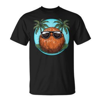 Holiday Coconut With Sunglasses For Coco Fruits Fans T-Shirt - Monsterry