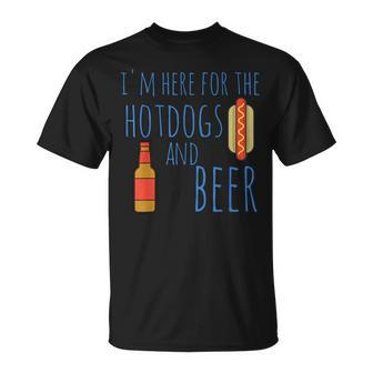 Hot Dog I'm Here For The Hotdogs And Beer T-Shirt - Monsterry UK
