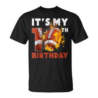 It's My 10Th Birthday 10 Years Old Football Ball Boys T-Shirt - Seseable