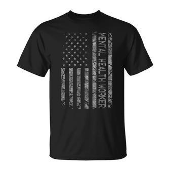 Job Title Worker American Flag Mental Health Worker T-Shirt - Monsterry DE