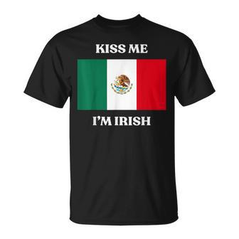 Kiss Me I'm Irish St Patrick's Irish Beer Mexico Flag T-Shirt - Seseable