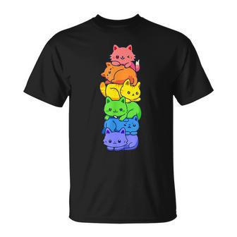 Lgbt Cat Stack Rainbow Gay Pride Anime For Cat Lover T-Shirt - Monsterry CA