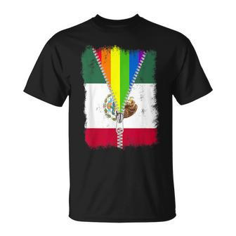 Lgbt Mexico Flag Zip Rainbow Mexican Gay Pride T-Shirt - Monsterry UK