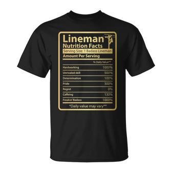Lineman Nutrition Facts T-Shirt | Mazezy