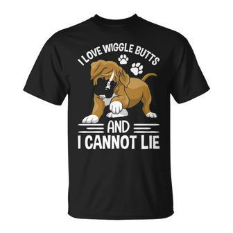 I Love Boxer Wiggle Butt Apparel For Puppy Dog Owners T-Shirt | Mazezy
