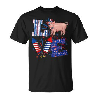 Love Pig Firework Usa Flag Indepedence Day July Th T-Shirt | Mazezy