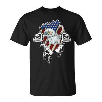 Maltese Dog Vintage Usa American Flag T-Shirt | Mazezy