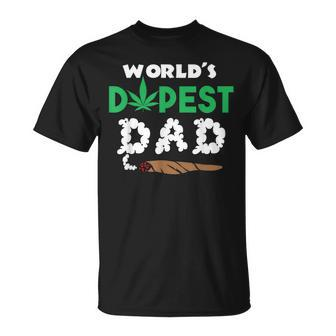Marijuana Leaf World's Dopest Dad Weed Cannabis T-Shirt | Mazezy