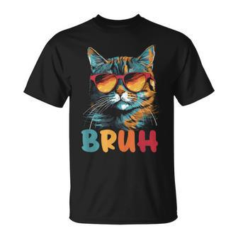 Meme Saying Bruh With Cat Greetings Ns Boys Men T-Shirt - Thegiftio UK