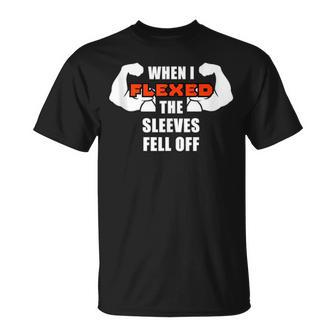 Men's Gym Workout I Flexed Muscles Sleeves Fell Off T-Shirt - Monsterry CA