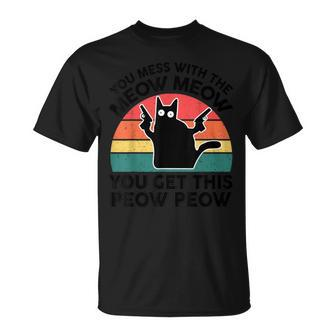 You Mess With Meow- Black Cat With Gun Lover T-Shirt | Seseable CA