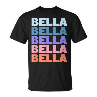 Modern Repetitive Text First Name Bella T-Shirt - Seseable