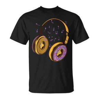 Music Notes And Bakery Sweets Donut Headphones T-Shirt - Monsterry DE