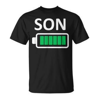 Nerdy Family Son Full Battery Never Tired Geek T-Shirt - Monsterry