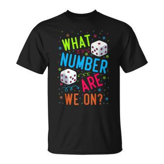 What Number Are We On Bunco Dice Game Night Player T-Shirt - Seseable