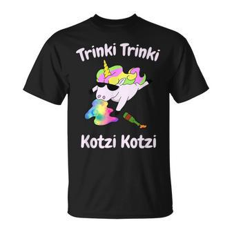 Party Unicorn Saufen Trinki Kotzi T-Shirt - Seseable