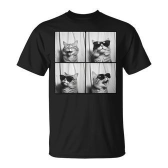 Photobooth Cat Selfie Photostrip Cute Laugh Cat Lover T-Shirt - Monsterry