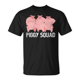 Piggy Squad Barnyard Farm Animal Pigs Grunge T-Shirt | Mazezy