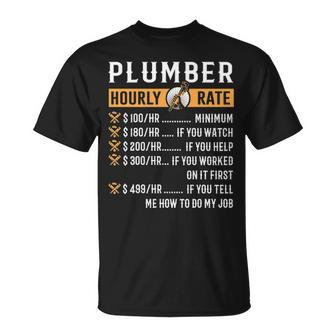 Plumber Plumber Hourly Rate T-Shirt | Mazezy