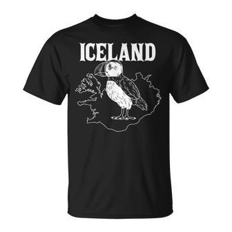 Puffin Bird Iceland Map Puffins Seabirds Lovers Outfit T-Shirt - Monsterry