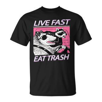Racoon Live-Fast Eat Trash Retro Vintage Trash-Pandas T-Shirt - Thegiftio UK