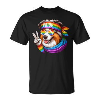 Rainbow Lgbt Gay Pride Lesbian Australian Shepherd T-Shirt - Monsterry UK