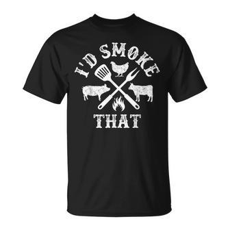 Retro Bbq Party Smoker Chef Dad I'd Smoke That T-Shirt - Monsterry