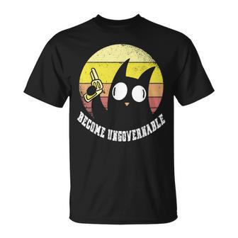Retro Black Cat Become Ungovernable T-Shirt - Monsterry