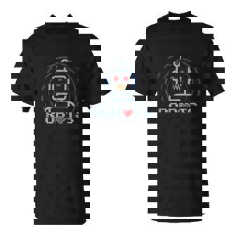 Funny Retro Robots With Heart Cool Robotics Lover T-Shirt - Thegiftio
