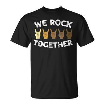 We Rock Together Rocker Skeleton Hand T-Shirt - Monsterry