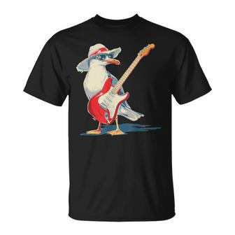 Seagull With Beach Hat And Electric Guitar T-Shirt - Monsterry AU