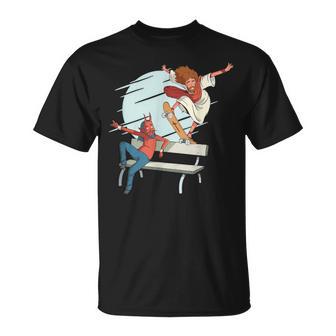 Skateboard With Jesus Jesus Grind On The Bench T-Shirt - Monsterry AU