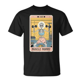 Skeleton Fitness Workout Muscle Mommy Tarot Card T-Shirt - Thegiftio