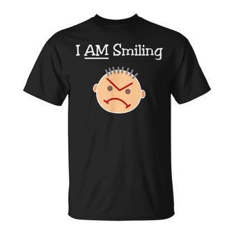 I Am Smiling Grouchy Angry Crabby Guy Dark Color T-Shirt - Monsterry CA