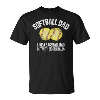 Softball Dad Like A Baseball Dad But With Bigger Balls T-Shirt - Monsterry