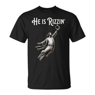 Sports Rizz He Is Rizzin Jesus Playing Baseball T-Shirt | Seseable CA