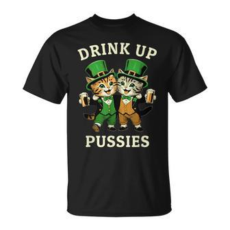 St Patrick's Day Drinking Drink Up Pussies Bartender T-Shirt - Seseable