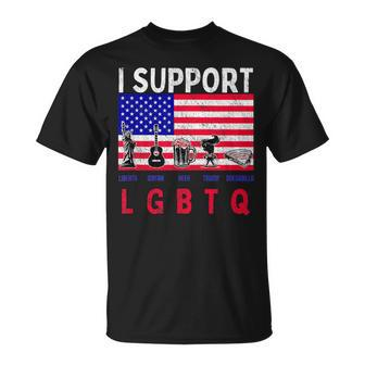 Support Lgbtq Liberty Guitar Beer Trump And Quesadilla T-Shirt - Monsterry
