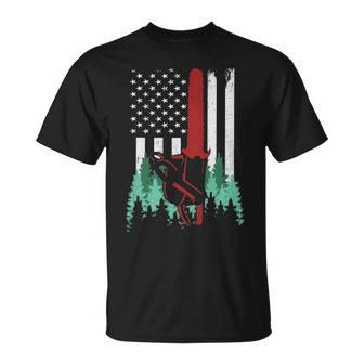 Thin Red Line Logger Arborist Lumberjack American Flag T-Shirt | Mazezy