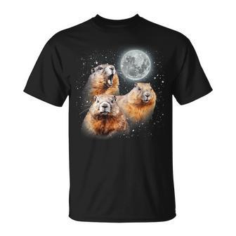 Three Groundhog Moon 3 Groundhog Head Groundhog Day T-Shirt | Mazezy