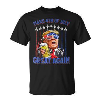 Trump Make 4Th Of July Great Again Drinking Beer T-Shirt - Monsterry AU