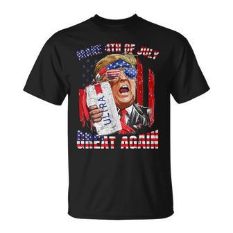 Trump Drinking Make 4Th Of July Great Again Us Flag T-Shirt - Monsterry AU