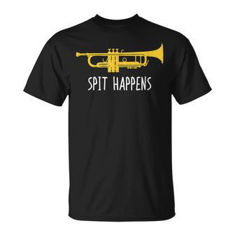 Trumpet Spit Happens Band Player T-Shirt - Monsterry