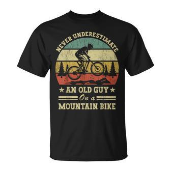 Never Underestimate An Old Guy On A Mountain Bike T-Shirt - Seseable