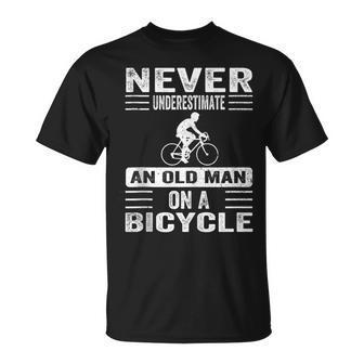 Never Underestimate Old Man With Bicycle Retro Vintage T-Shirt - Monsterry CA