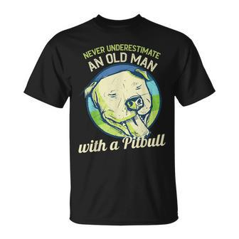Never Underestimate An Old Man With A Pitbull T-Shirt | Mazezy