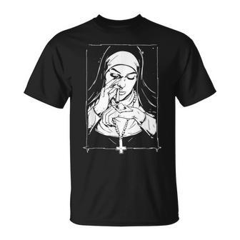 Unholy Drug Nun Costume Dark Satanic Essential Horror T-Shirt | Mazezy AU