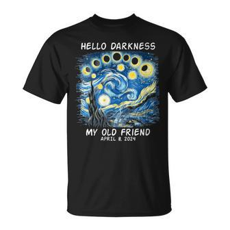 Van Gogh Hello Darkness My Old Friend Solar Eclipse T-Shirt - Seseable