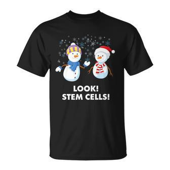 Winter Snowman Science Joke Stem Cells Snowflakes T-Shirt - Monsterry CA