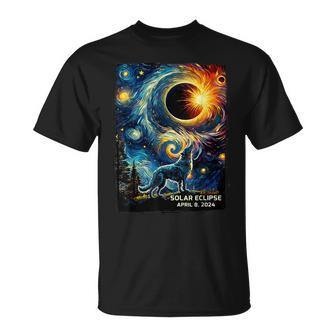 Wolf Howling Watching Total Solar Eclipse Apr 8 2024 T-Shirt | Mazezy